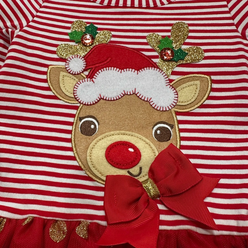 Emily Rose Red and Gold Reindeer 2 Piece Outfit - Picture 2 of 7